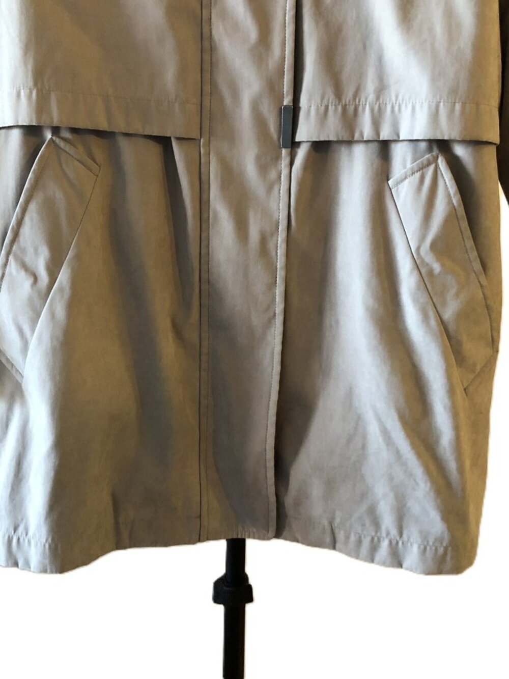 Liz Claiborne Coat Mid-Length Jacket Plaid Lining Zip Snap Button Taupe Size M - Picture 3 of 16